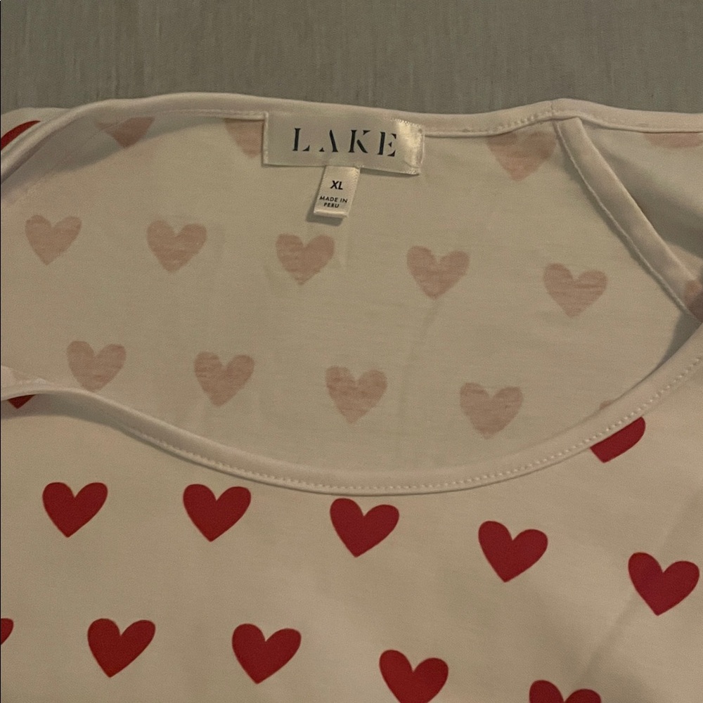 LAKE Women's Heart Print Pajama set- Red and White